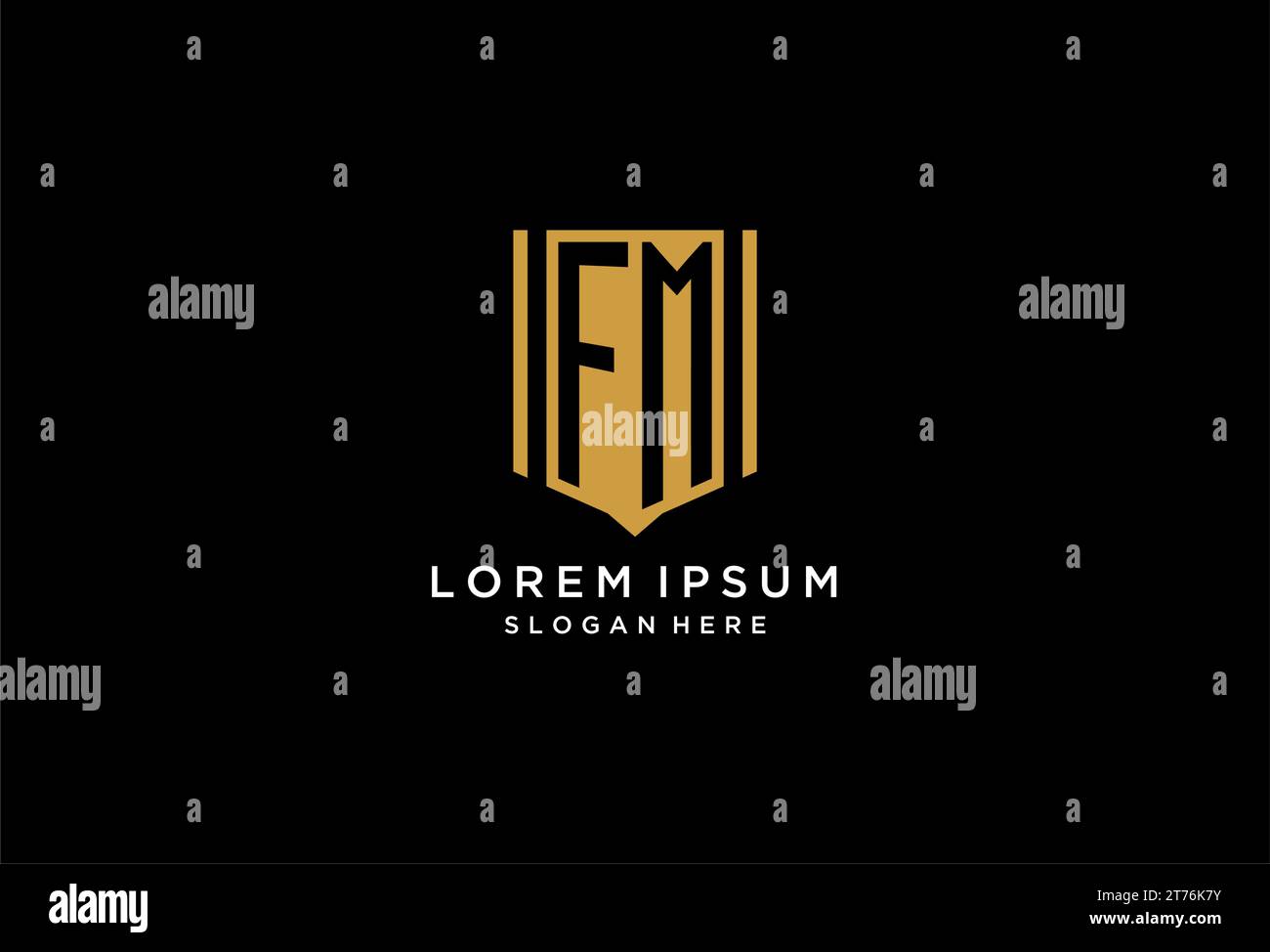 Logo FM monogramme avec motif icône de bouclier géométrique inspiré Illustration de Vecteur