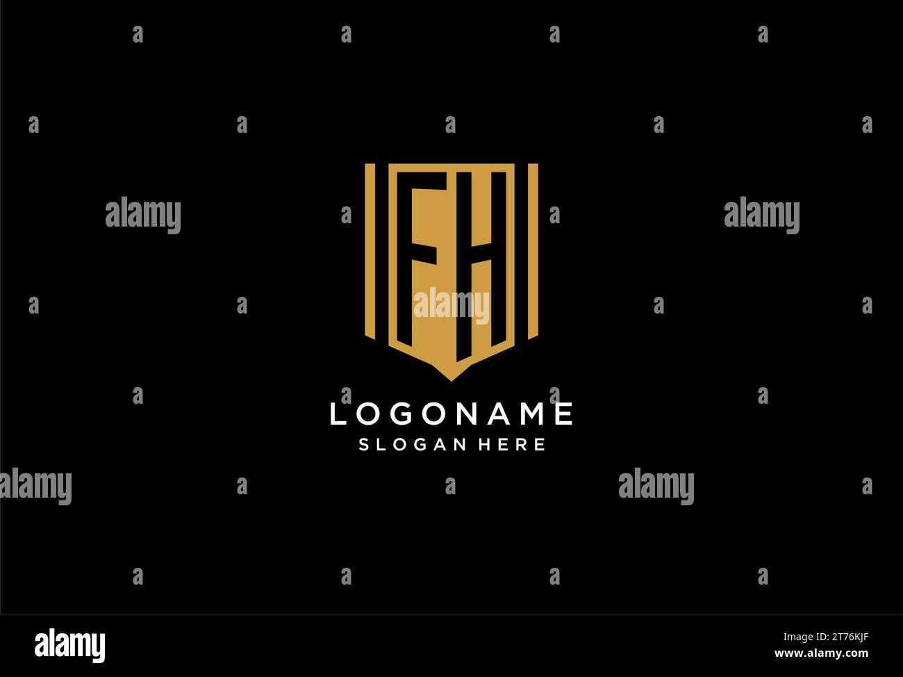 Logo FH monogramme avec motif icône de bouclier géométrique inspiré Illustration de Vecteur