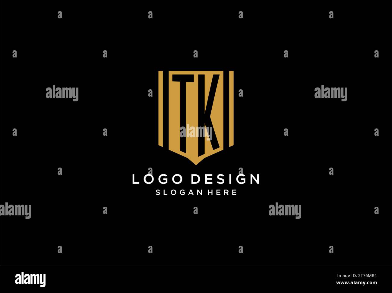 Logo TK monogramme avec motif icône de bouclier géométrique inspiré Illustration de Vecteur