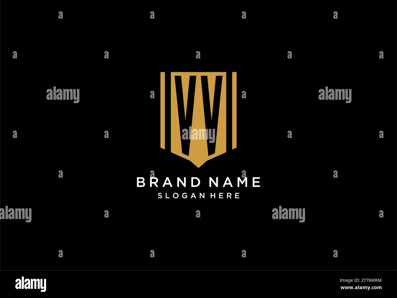 Logo VV monogramme avec motif icône de bouclier géométrique inspiré Illustration de Vecteur