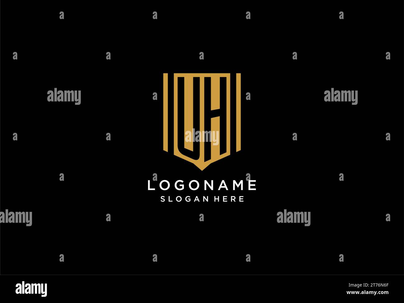 Logo UH monogramme inspiré du design d'icône de bouclier géométrique Illustration de Vecteur