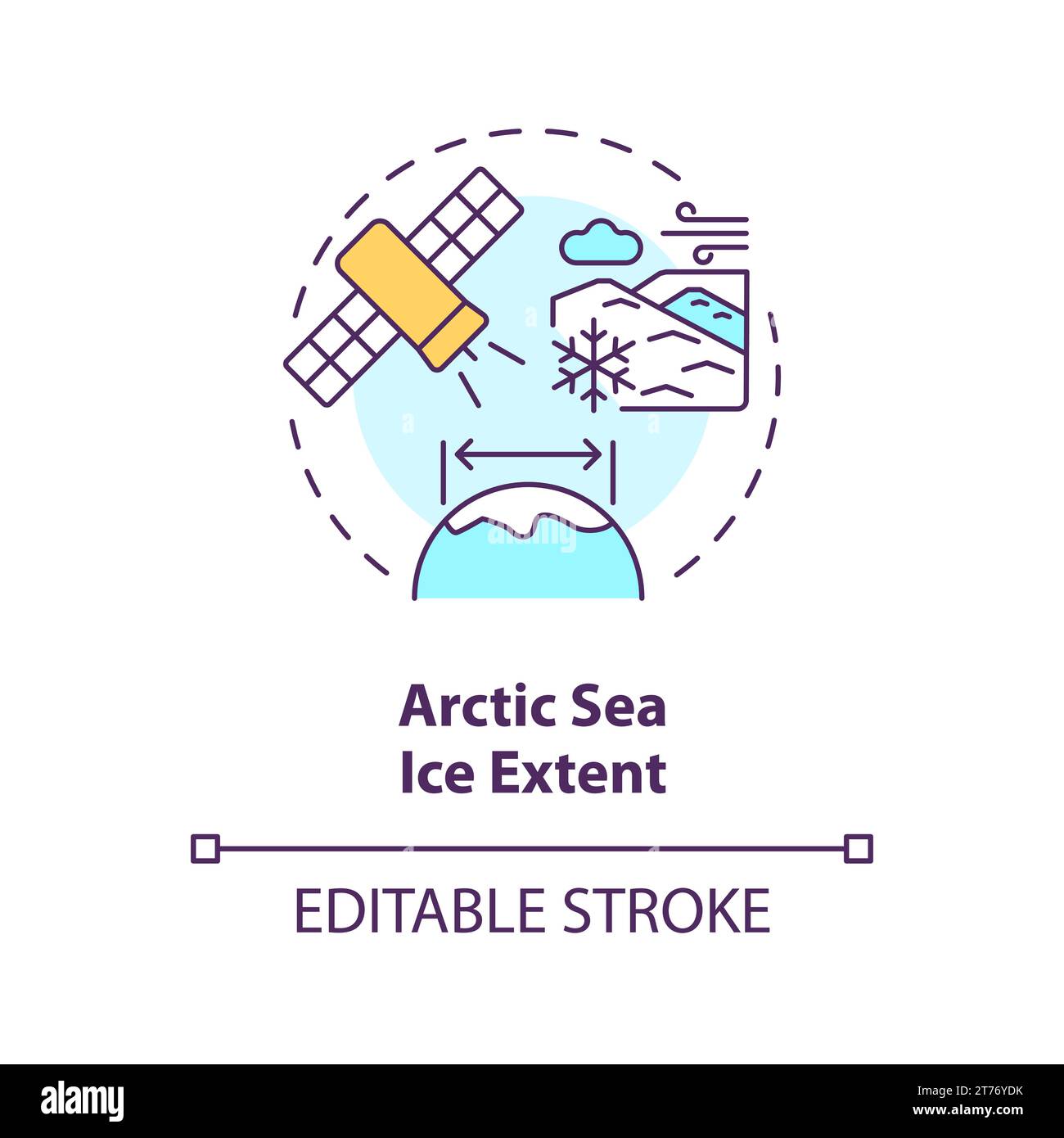 Concept d'étendue de glace de mer arctique à icône linéaire mince 2D. Illustration de Vecteur