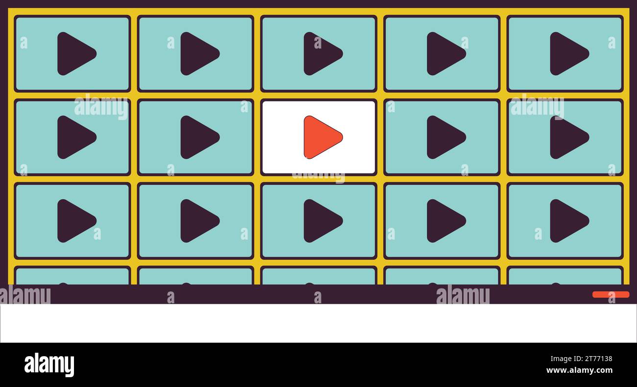 Mur multimédia objet de dessin animé linéaire 2D. Illustration de Vecteur