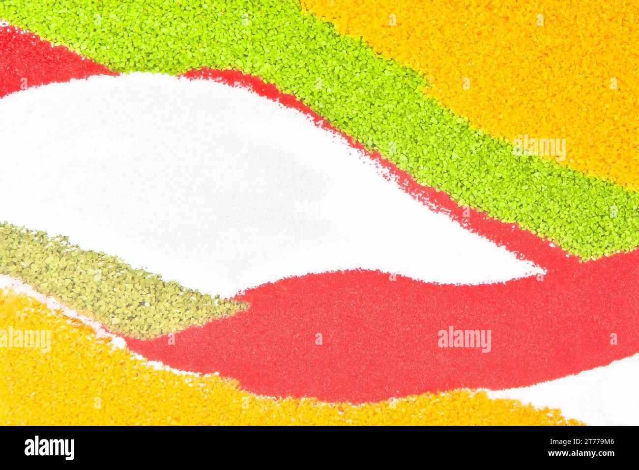 texture de sable coloré, vert, jaune, rouge, blanc et brun Banque D'Images