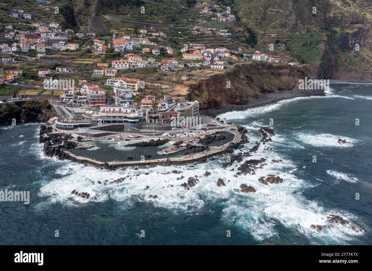 Emplacement et piscines naturelles, Piscinas Naturais, Madère, Porto Moniz, Funchal Banque D'Images