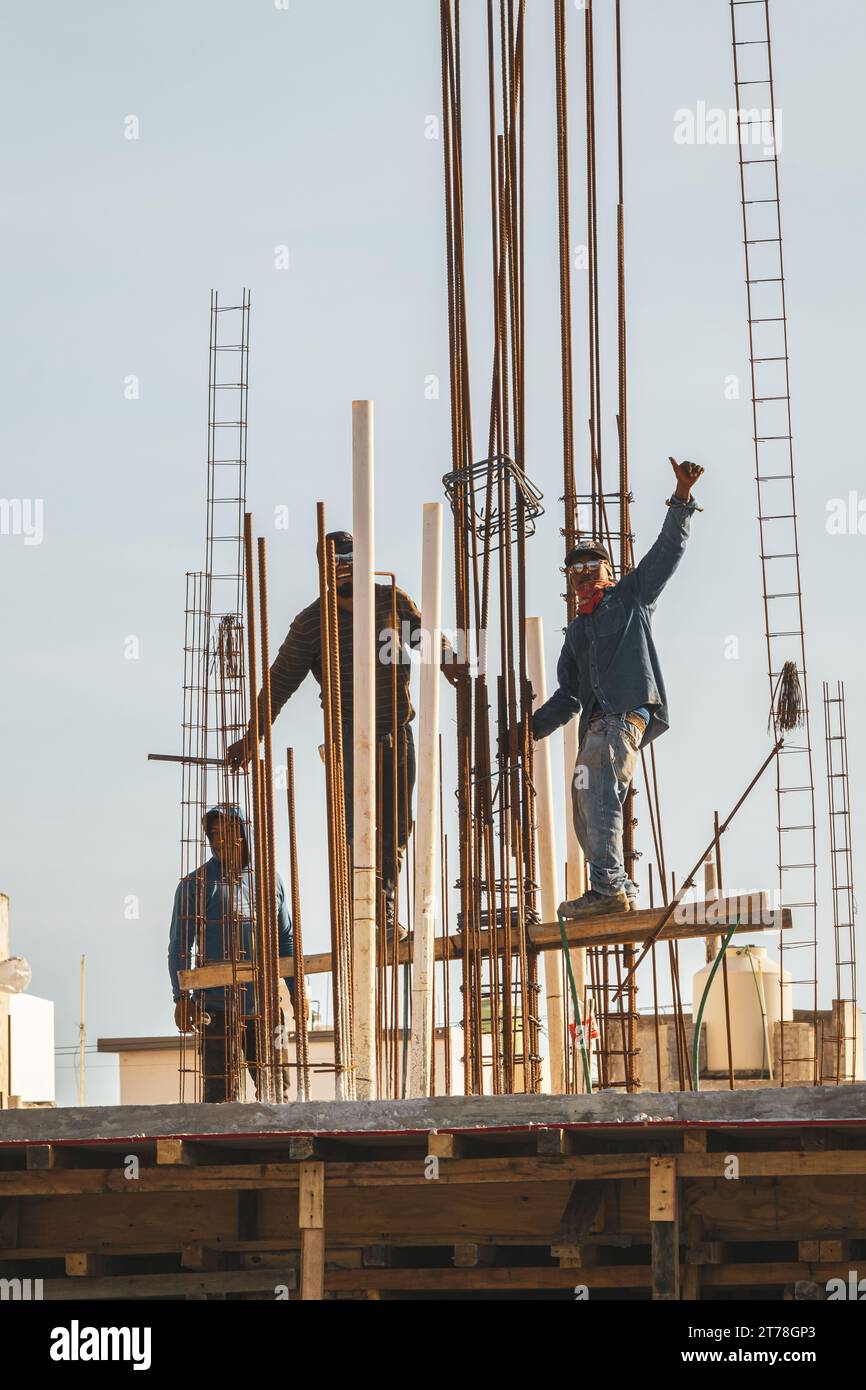 Ouvriers du bâtiment, Mexique, Veracruz, 2023 Banque D'Images