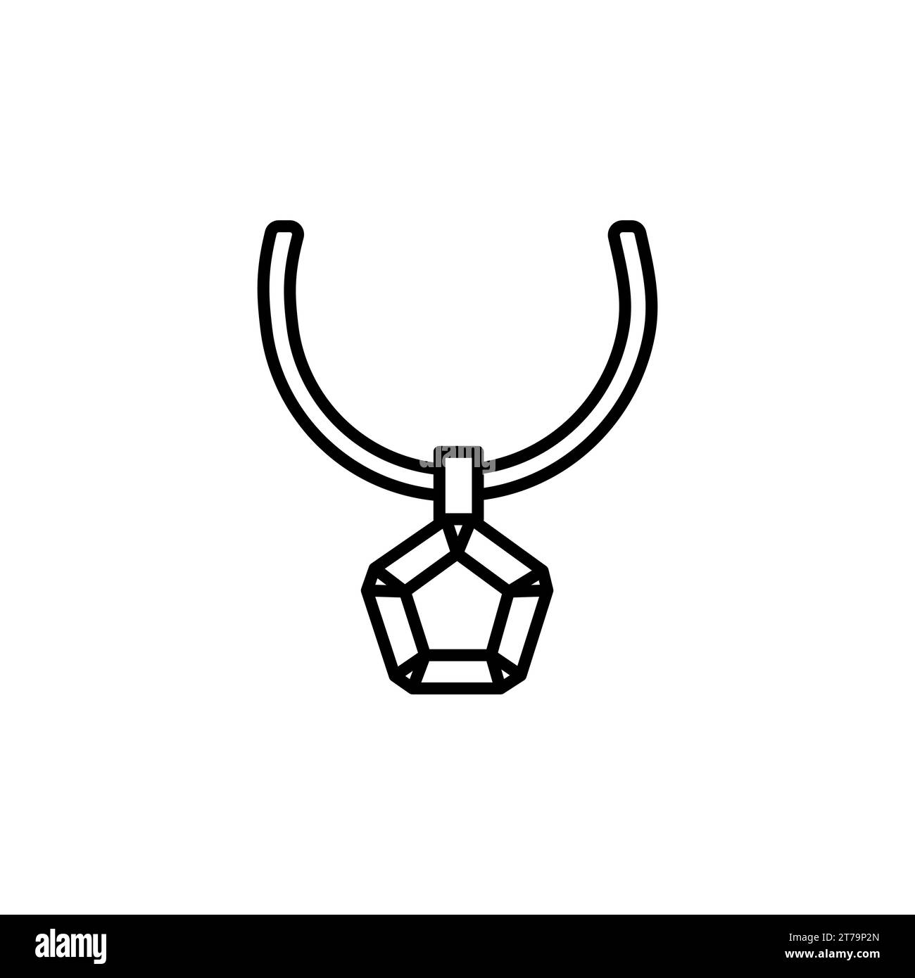 Icône de bijoux avec cou et affichage dans le style de contour noir Illustration de Vecteur