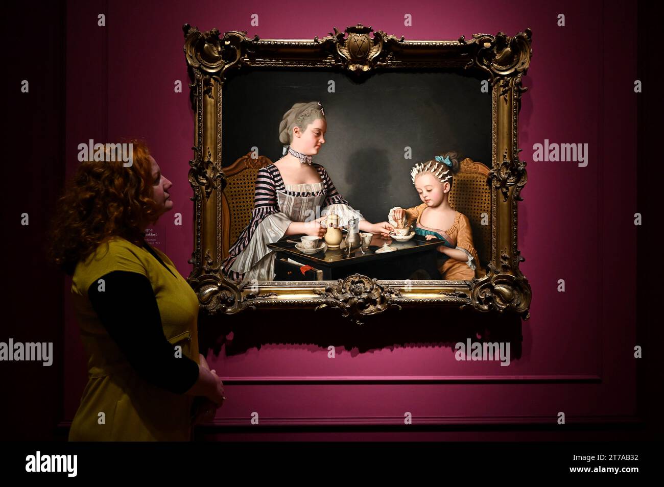Londres, Royaume-Uni. Découvrez Liotard & The Family Breakfast, réunit le chef-d’œuvre pastel de l’artiste suisse Jean Etienne (1702-1789) peint à Lyon en 1754, avec la copie à l’huile peinte en 1773.l’exposition se déroule du 16 novembre 2023-03 au 2024 mars dans la salle Sunley de la Galerie nationale. Londres. Crédit : michael melia/Alamy Live News Banque D'Images
