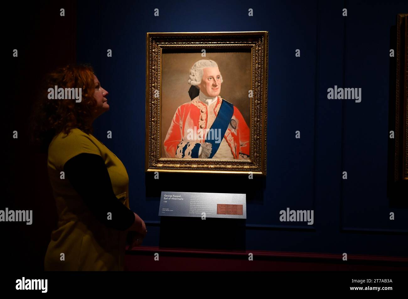 Londres, Royaume-Uni. Jean-Etienne Liotard 'George Keppel, Comte d'Albemarle' , découvrir Liotard & le petit déjeuner en famille, réunit le chef-d'œuvre pastel de l'artiste suisse Jean Etienne (1702-1789) peint à Lyon en 1754, avec la copie à l'huile peinte en 1773. l'exposition se déroule du 16 novembre 2023-03 mars 2024 dans la salle Sunley à la National Gallery. Londres. Crédit : michael melia/Alamy Live News Banque D'Images