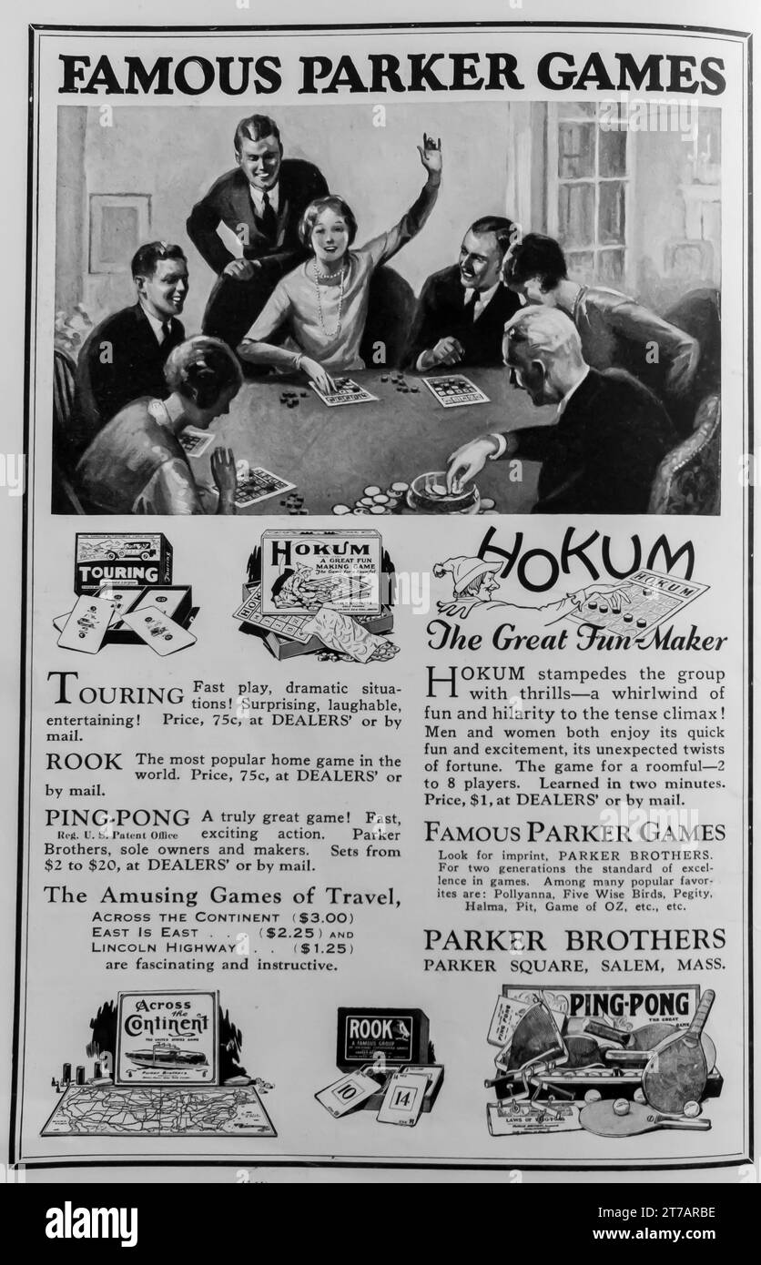 1927 annonce jeux Parker Banque D'Images