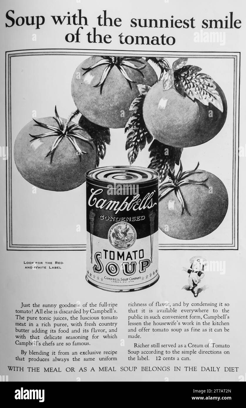 1927 annonce de la soupe aux tomates Campbell's Banque D'Images