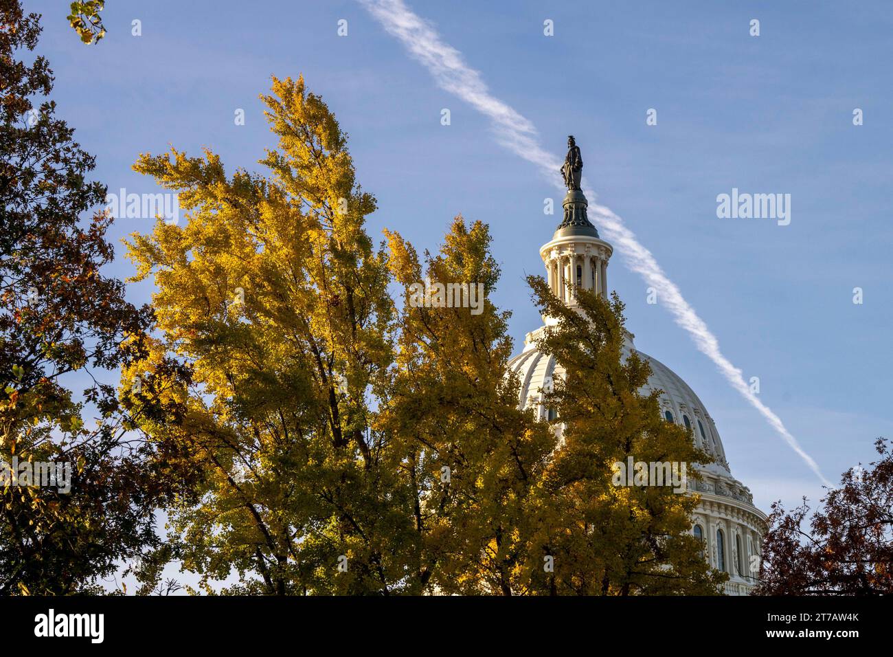 Washington, États-Unis. 14 novembre 2023. Une vue du Capitole des États-Unis est vue dans la matinée alors que les résolutions CR sont en cours sur Capitol Hill à Washington, DC le mardi 14 novembre 2023. Photo de Ken Cedeno/UPI crédit : UPI/Alamy Live News Banque D'Images