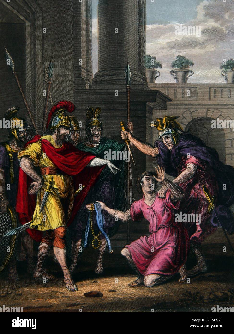 Illustration du mensonge Amalekite tué (Samuel) - le mensonge Amalekite sur le meurtre du roi Saul espérant profiter du roi David de l'auto-Interpr Banque D'Images