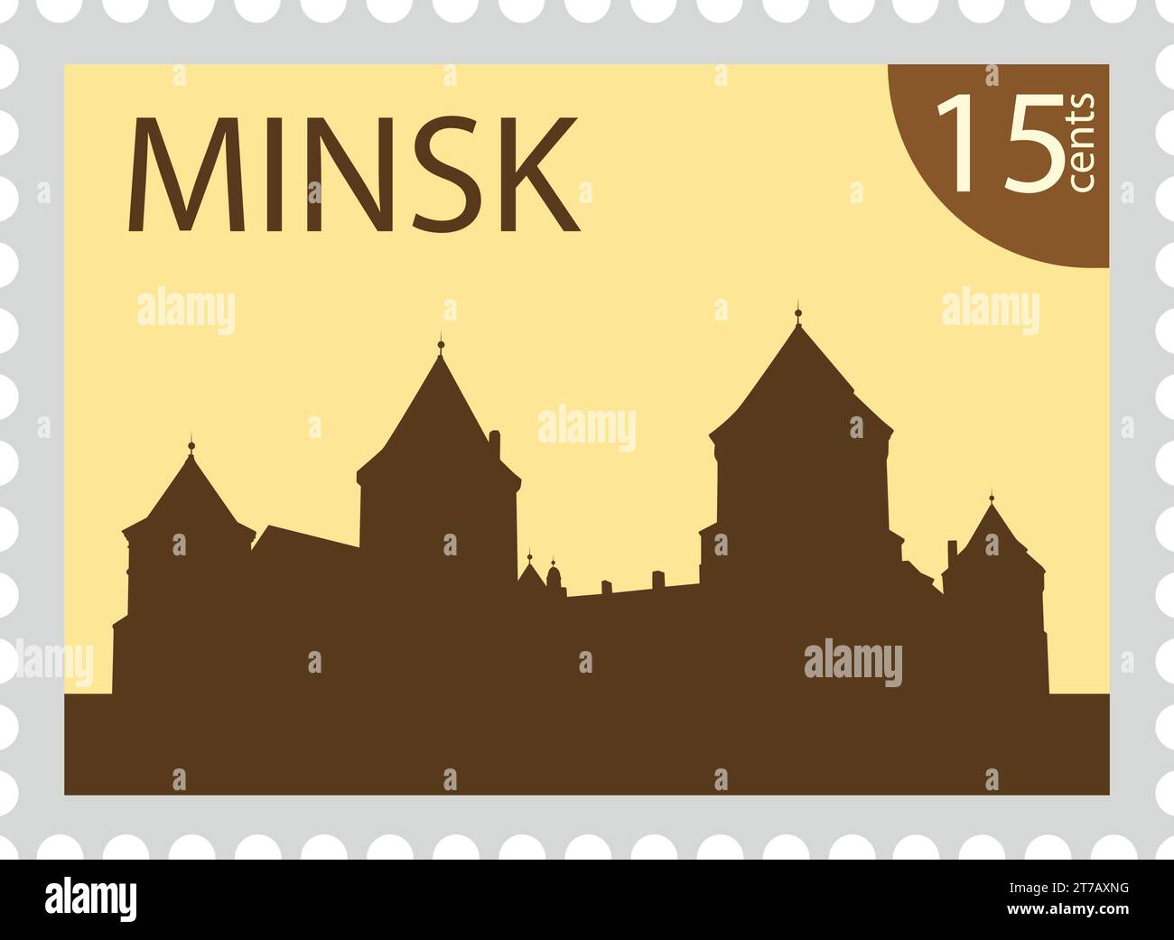 Timbre postal avec SAINT ESPRIT CATHÉDRALE célèbre monument de MINSK, BIÉLORUSSIE Illustration de Vecteur