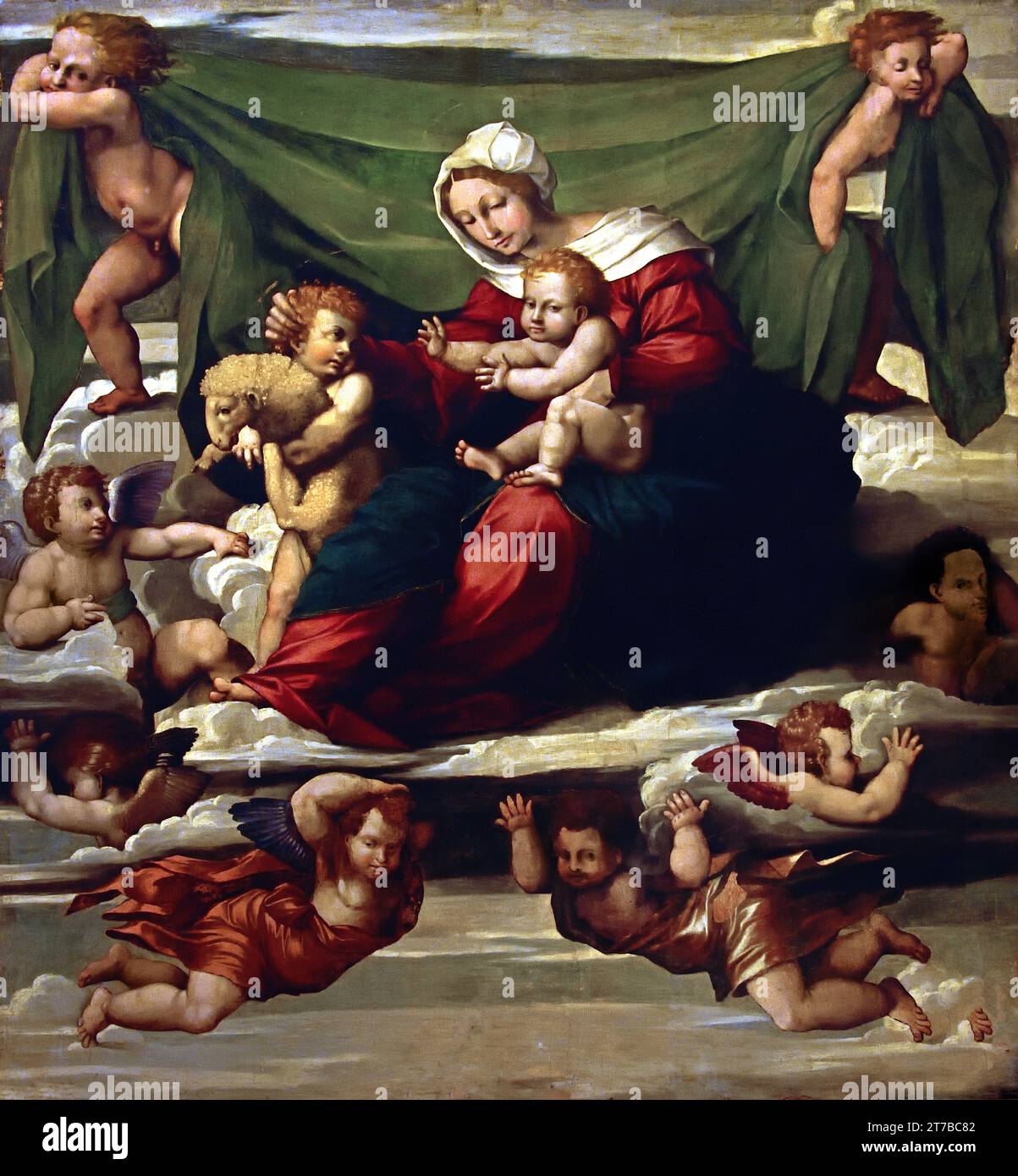 Madonna in gloria col Bambino e San Giovannino - Madonna in Glory with Child and Saint John 1525 Fine Art Museum, Museo di Capodimonte, Naples, Italie. Banque D'Images