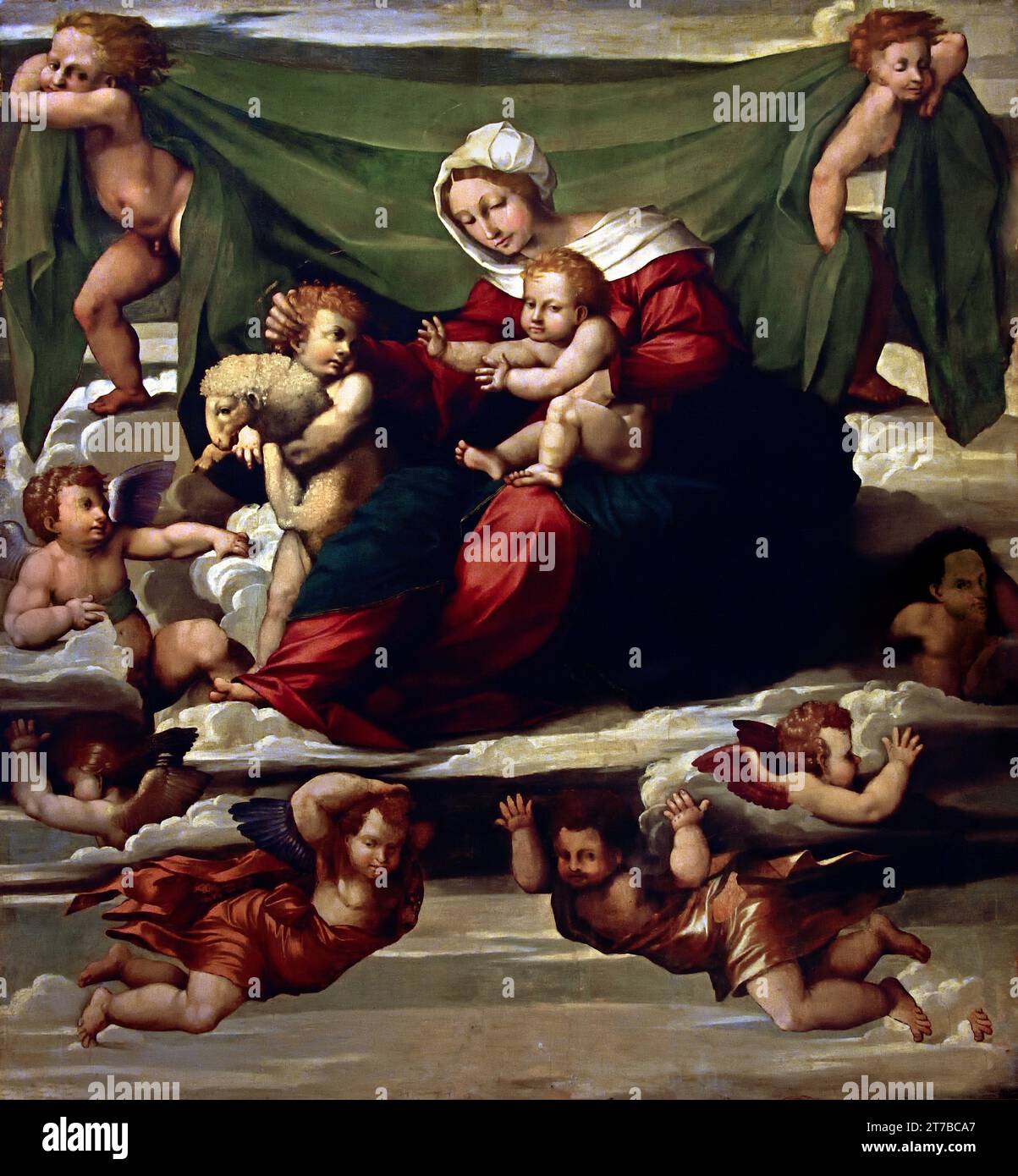 Madonna in gloria col Bambino e San Giovannino - Madonna in Glory with Child and Saint John 1525 Fine Art Museum, Museo di Capodimonte, Naples, Italie. Banque D'Images