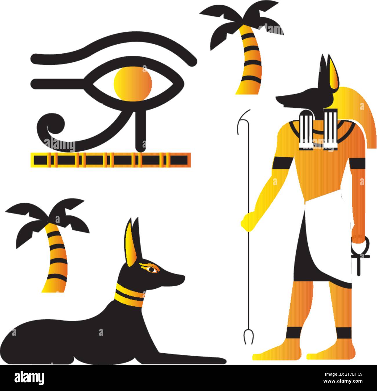 Ensemble d'icônes d'égypte colorées vecteur Illustration de Vecteur