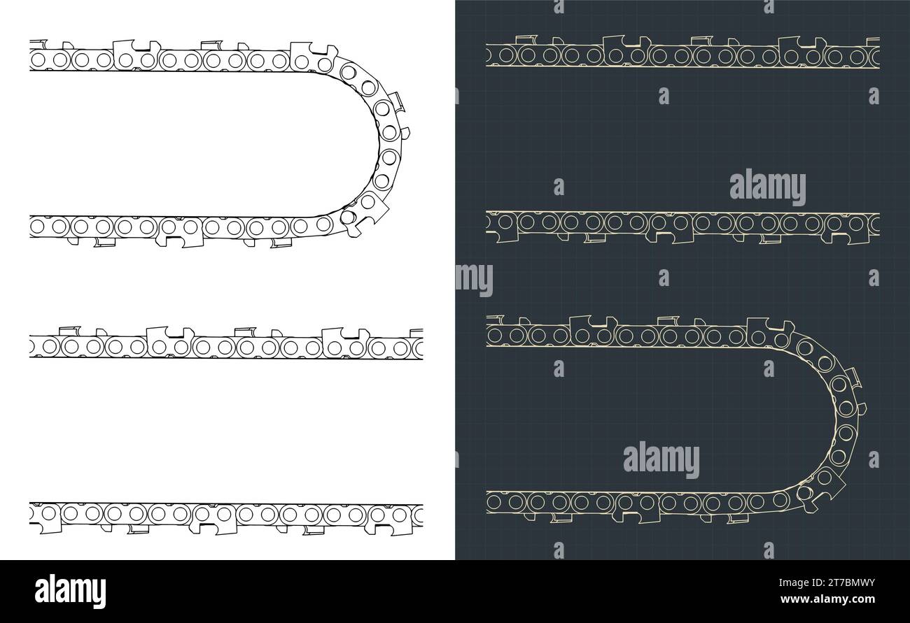 Illustrations vectorielles stylisées de plans de chaîne de tronçonneuse Illustration de Vecteur