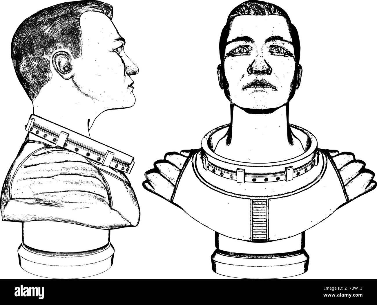 Astronaute buste Sculpture Vector. Illustration isolée sur fond blanc. Une illustration vectorielle d'Un cosmonaute. Illustration de Vecteur