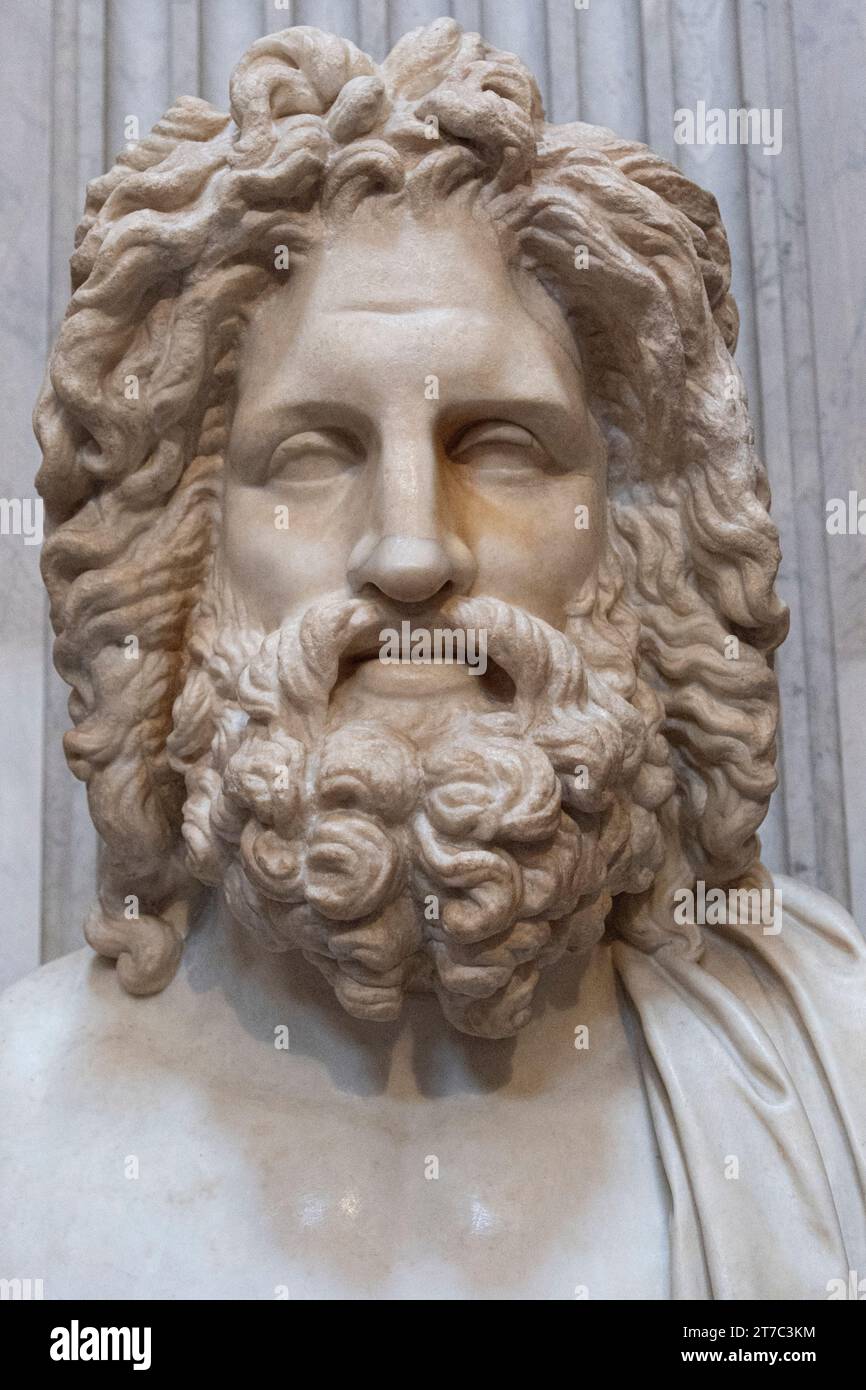 Tête de Jupiter, sculpture en marbre, Musée du Vatican, Rome, Italie Banque D'Images
