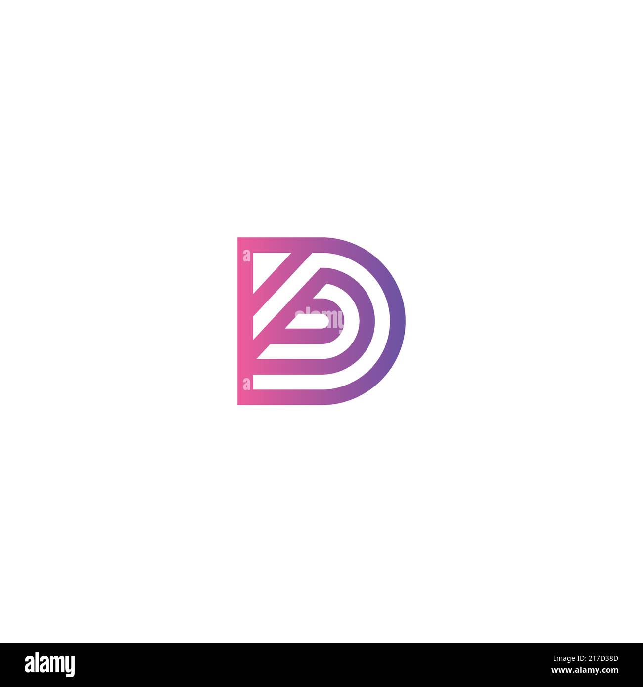 Symbole du logo de la ligne D. Icône de la lettre D. Illustration de Vecteur