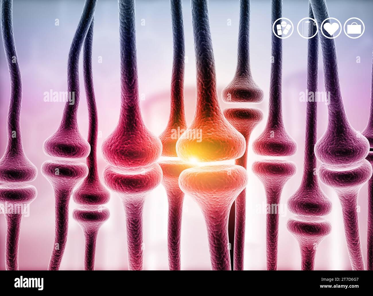 Arrière-plan des cellules neuronales. 3d illustration Banque D'Images