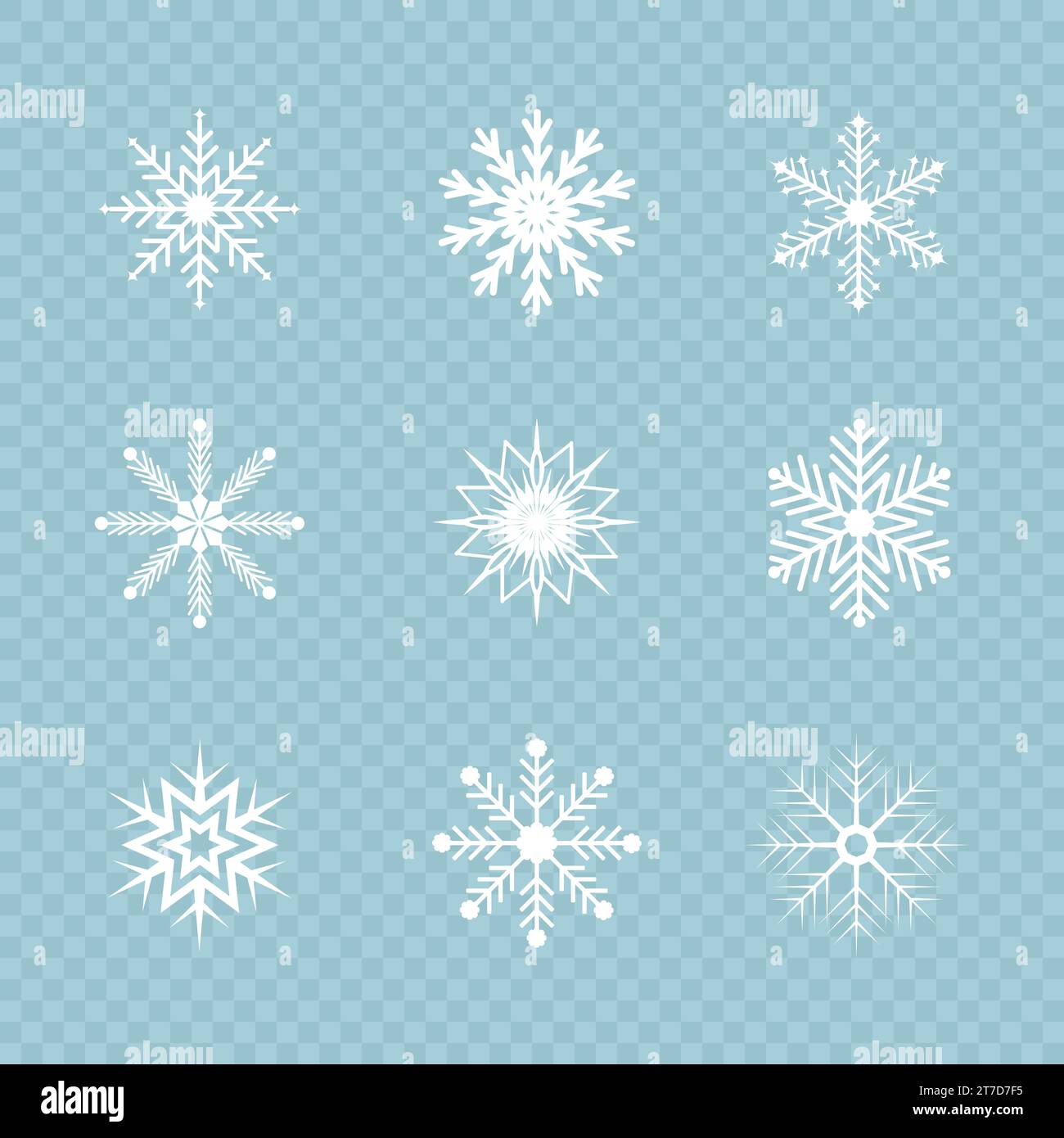 Ensemble d'icônes de flocons de neige blancs Illustration de Vecteur