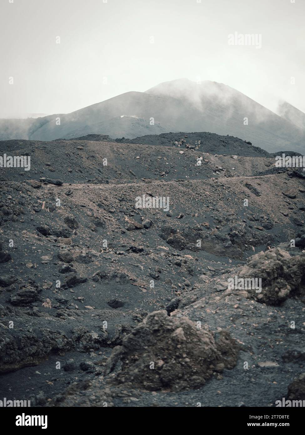 Paysage volcanique accidenté du mont Etna en Sicile Banque D'Images