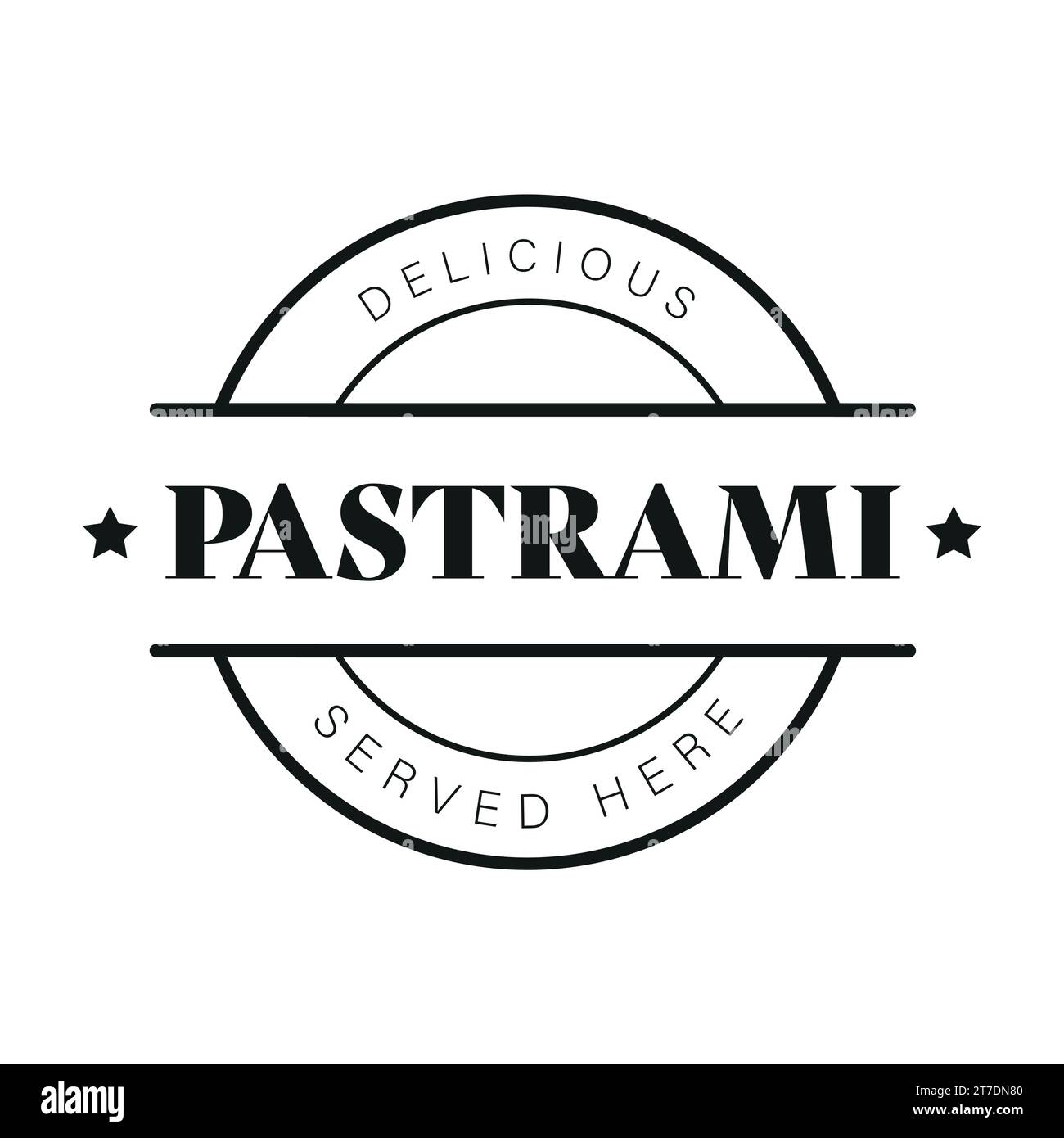 Délicieux logo de timbre vintage Pastrami Illustration de Vecteur