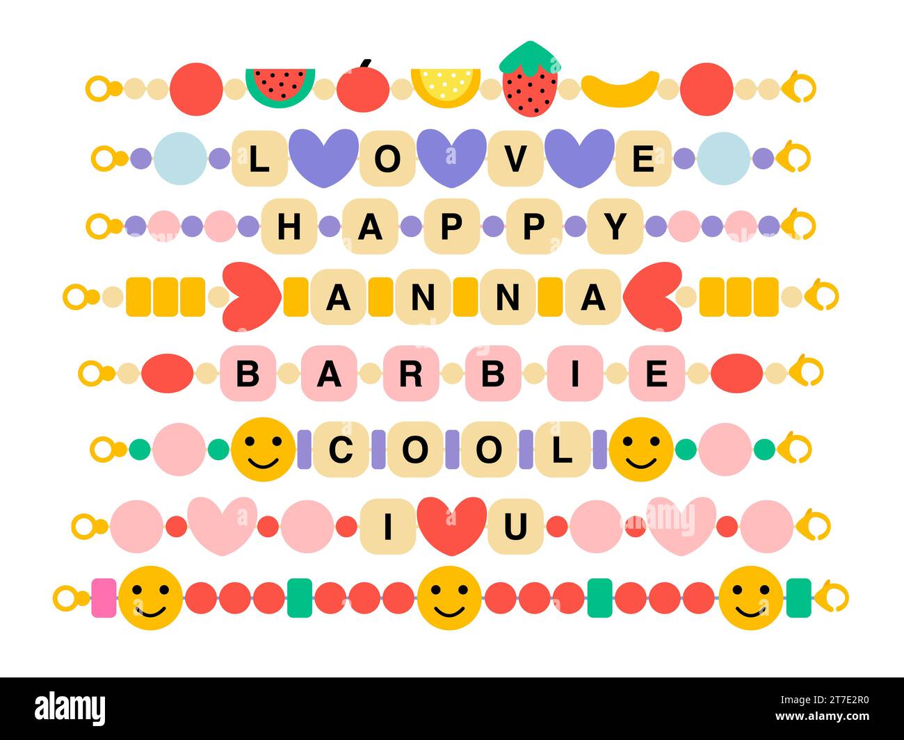 Ensemble plat de bracelets Funky Vector Illustration de Vecteur