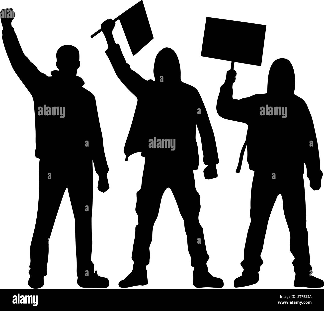 Les militants de protestation émeute la silhouette des gens. Illustration vectorielle Illustration de Vecteur