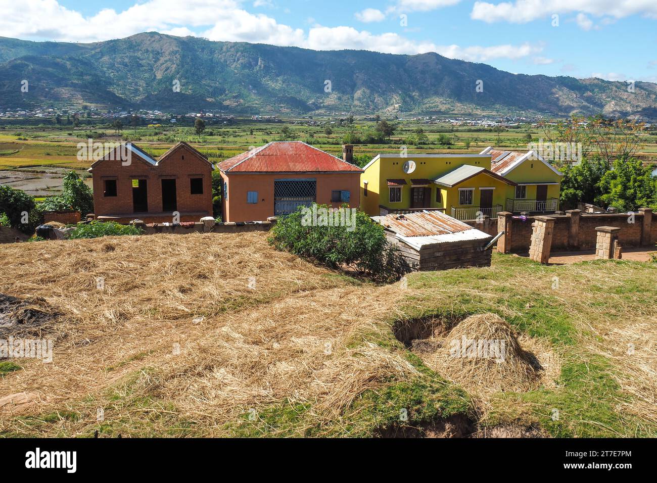 Madagascar, village proche Antsirabe, région des Hautes terres, RN7 Banque D'Images