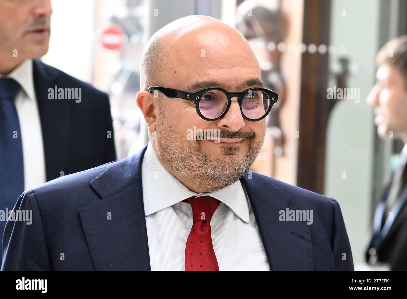 Rome, Italie. 12 novembre 2023. Gennaro Sangiuliano lors de l'avant-première presse de l'exposition ''TOLKIEN. Homme, Professeur, auteur'', 15 novembre 2023, à la Galerie nationale d'Art moderne et contemporain, Rome, Italie. (Photo Domenico Cippitelli/NurPhoto) crédit : NurPhoto SRL/Alamy Live News Banque D'Images