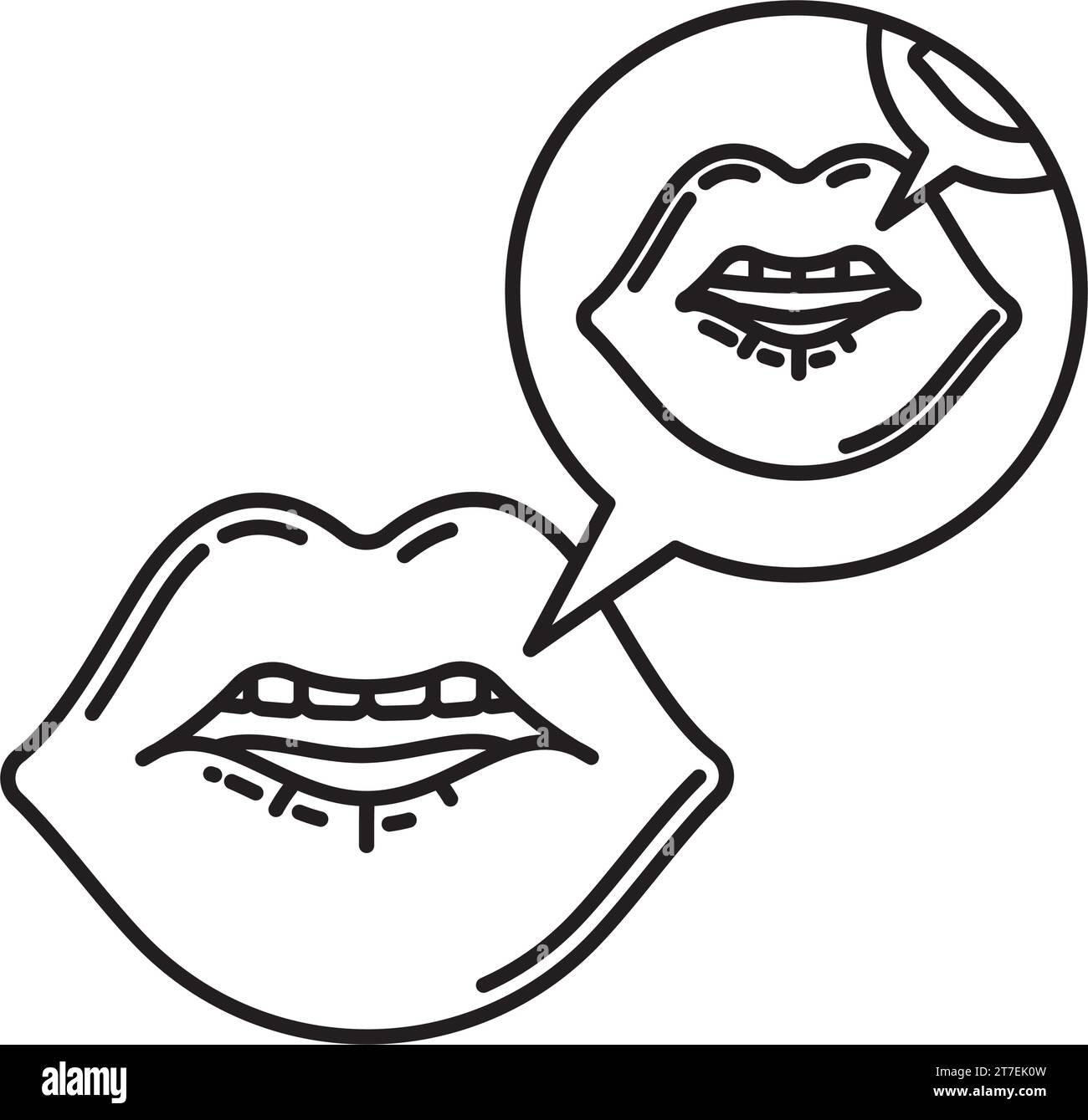 Bouche répétée avec icône de ligne vectorielle de bulle de parole pour la Journée internationale de la langue maternelle le 21 février Illustration de Vecteur