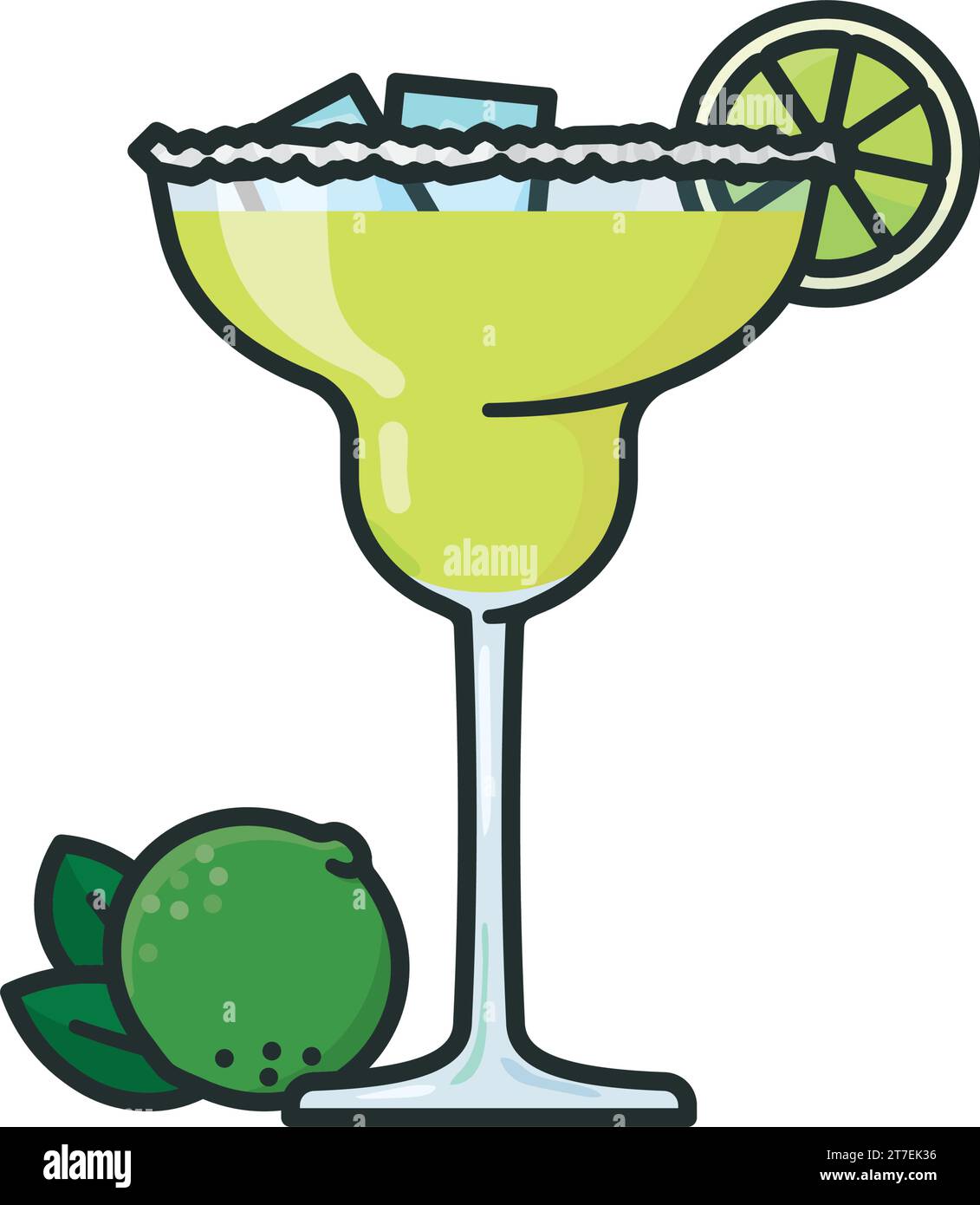 Cocktail Margarita et illustration vectorielle isolée de fruits de citron vert pour le jour de Maragarita le 22 février Illustration de Vecteur