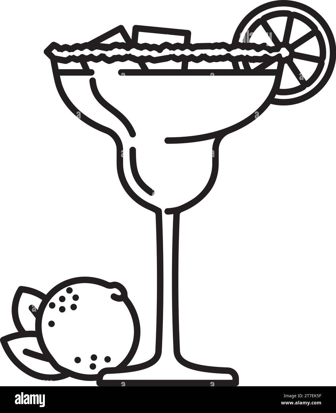 Cocktail Margarita et icône de la ligne vectorielle de fruits de citron vert pour la journée de Maragarita le 22 février Illustration de Vecteur