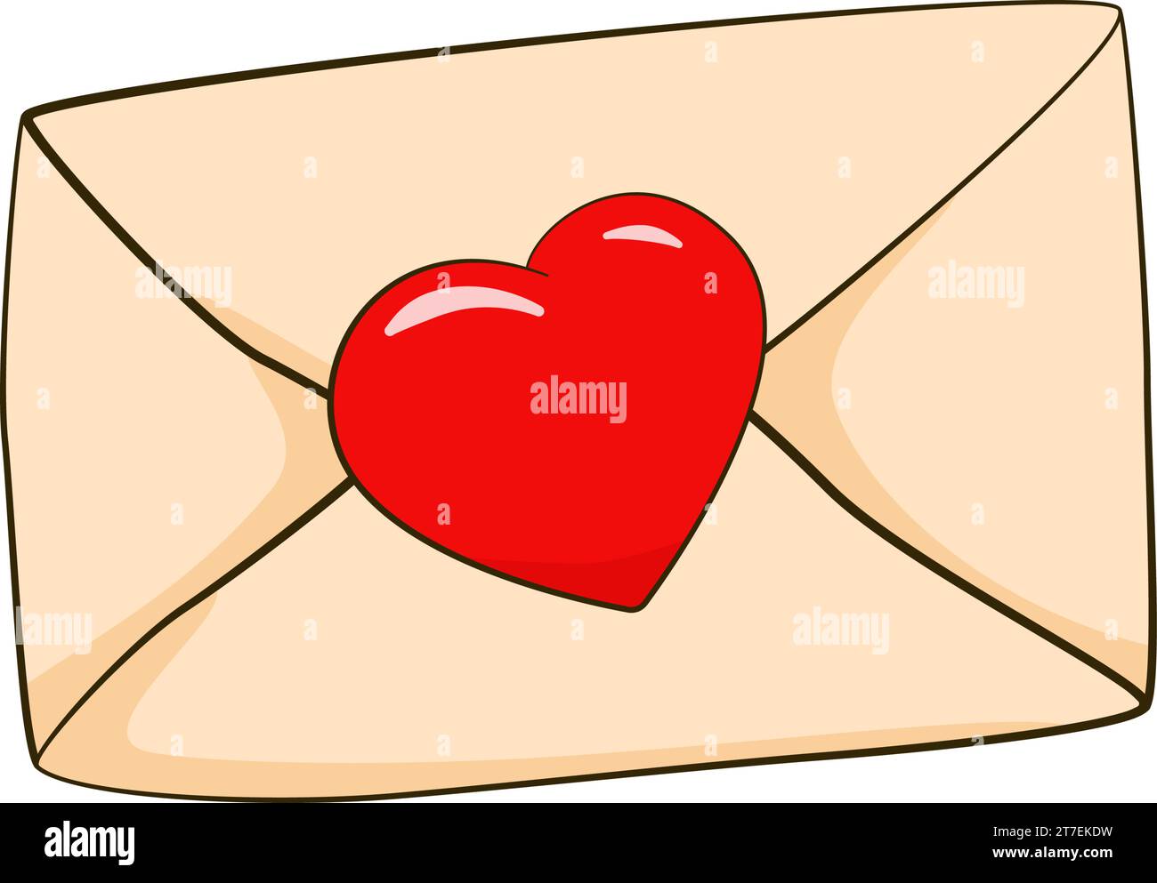 Enveloppe scellée avec coeur. Saint Valentin. Dessin animé Illustration de Vecteur