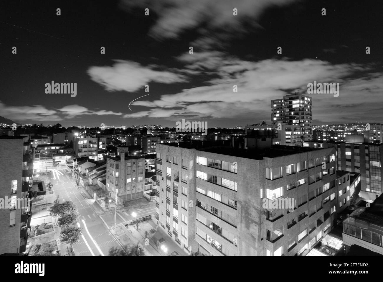 Belle photographie aérienne de quartier résidentiel de bogota colombie en noir et blanc Banque D'Images