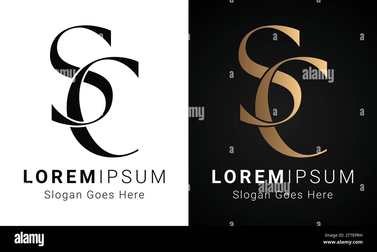 Design initial de luxe SC ou CS Monogram Text Letter logo Illustration de Vecteur