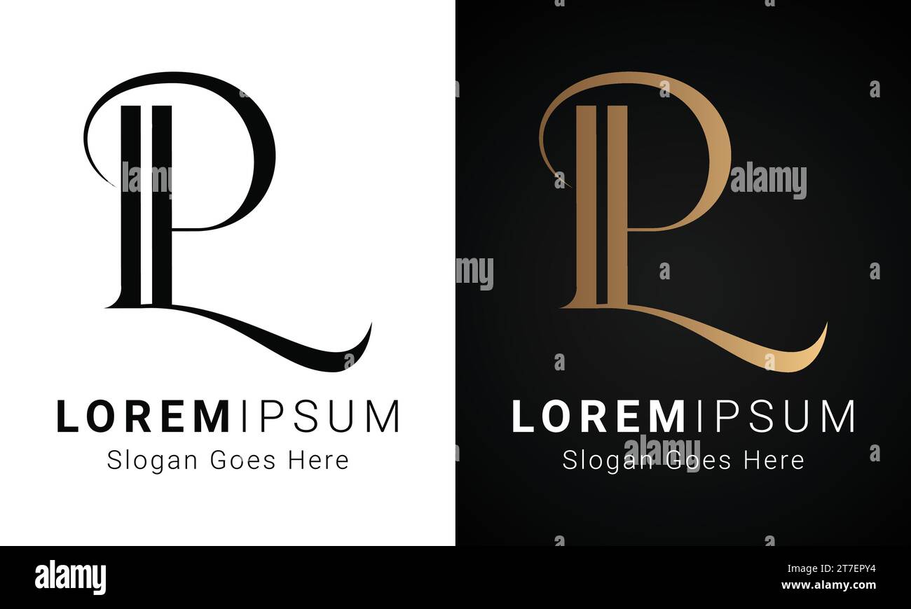 Design initial de luxe PL ou LP Monogram Text Letter logo Illustration de Vecteur