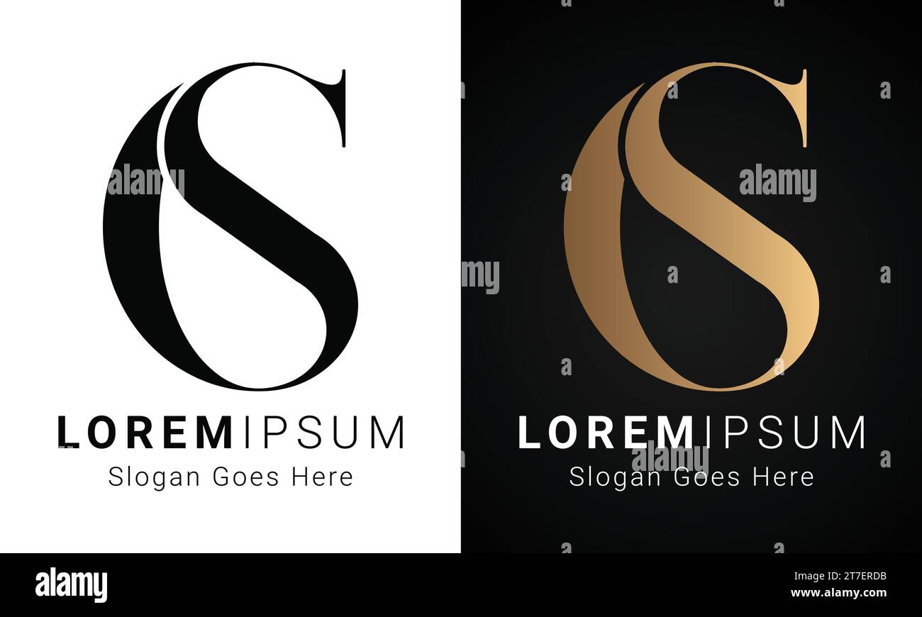 Design initial de luxe SC ou CS Monogram Text Letter logo Illustration de Vecteur