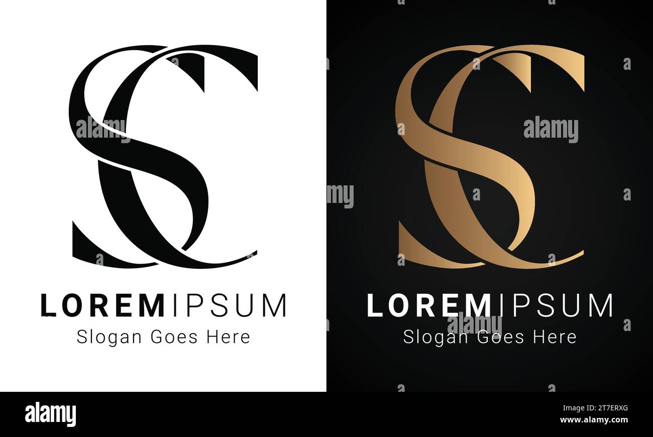 Design initial de luxe SC ou CS Monogram Text Letter logo Illustration de Vecteur