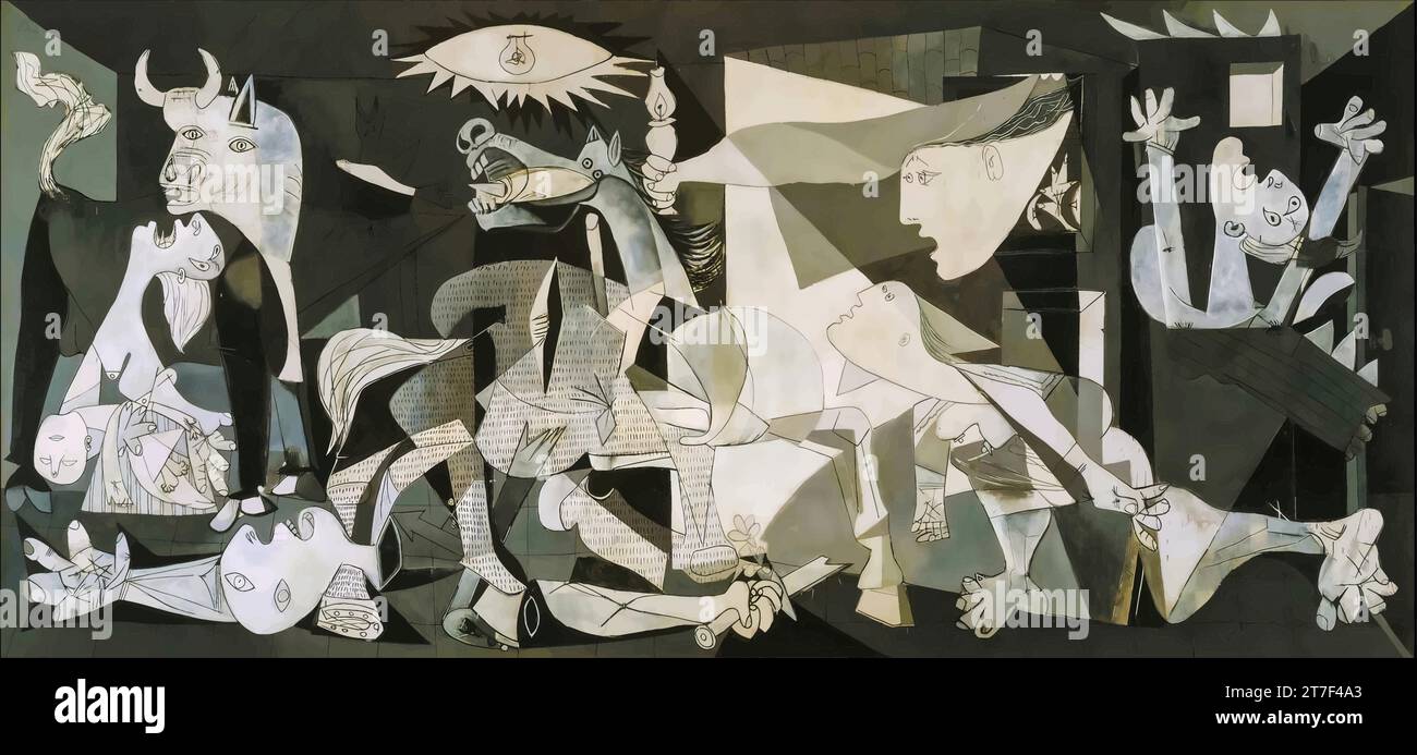 Guernica, 1937 (huile sur toile) de Picasso, Pablo (1881-1973) / Espagnol. Illustration de Vecteur