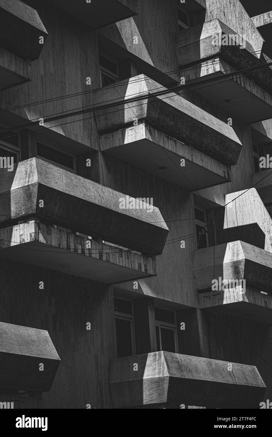 Balcons, architecture brutaliste, détail, Veracruz, Mexique, 2022 Banque D'Images
