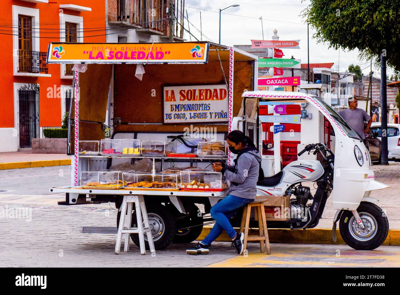 Chariot alimentaire , ville de Mitla, état d'Oaxaca, Mexique Banque D'Images