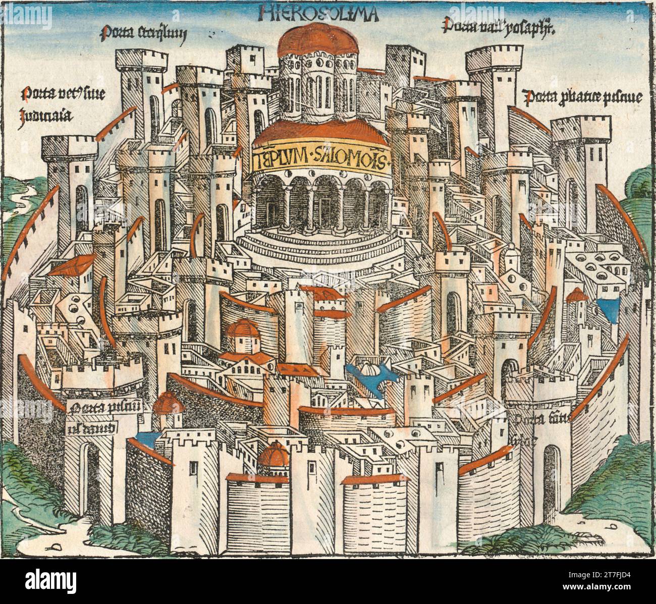 Représentation de Jérusalem, Sultanat de Mamaluk - Illustration de la chronique de Nuremberg, 1493. Illustré par Wilhelm Pleydenwurff et Michael Wolgemut Banque D'Images