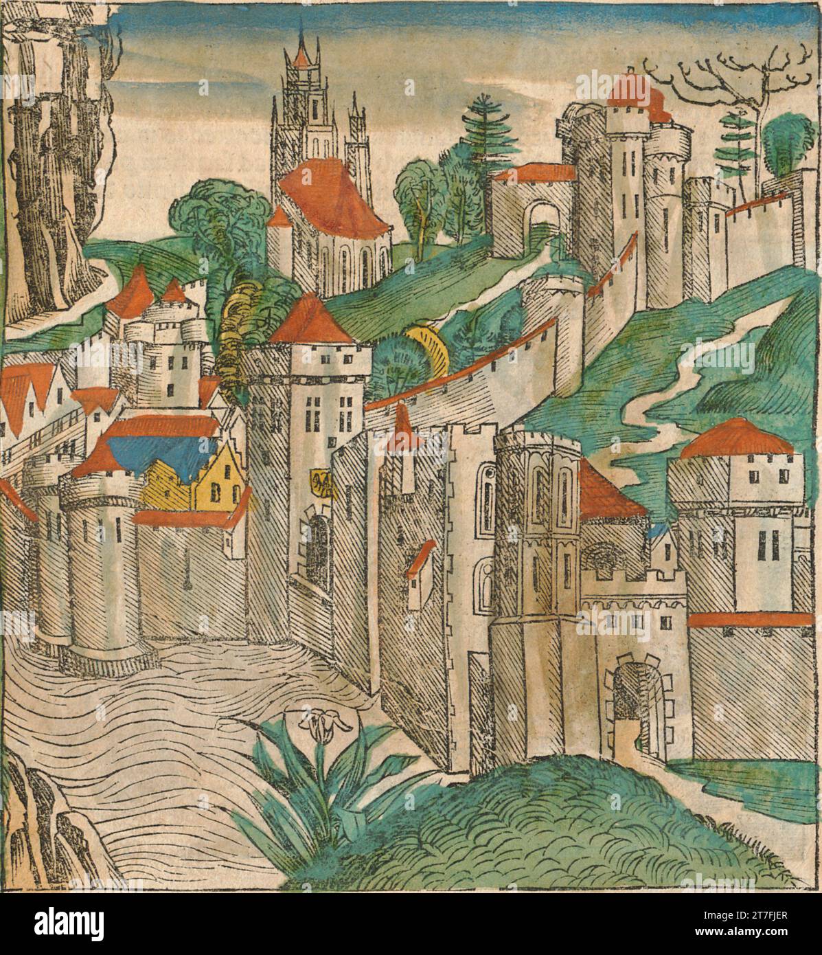 Représentation de Memphis, Empire byzantin - Illustration de la chronique de Nuremberg, 1493. Illustré par Wilhelm Pleydenwurff et Michael Wolgemut Banque D'Images