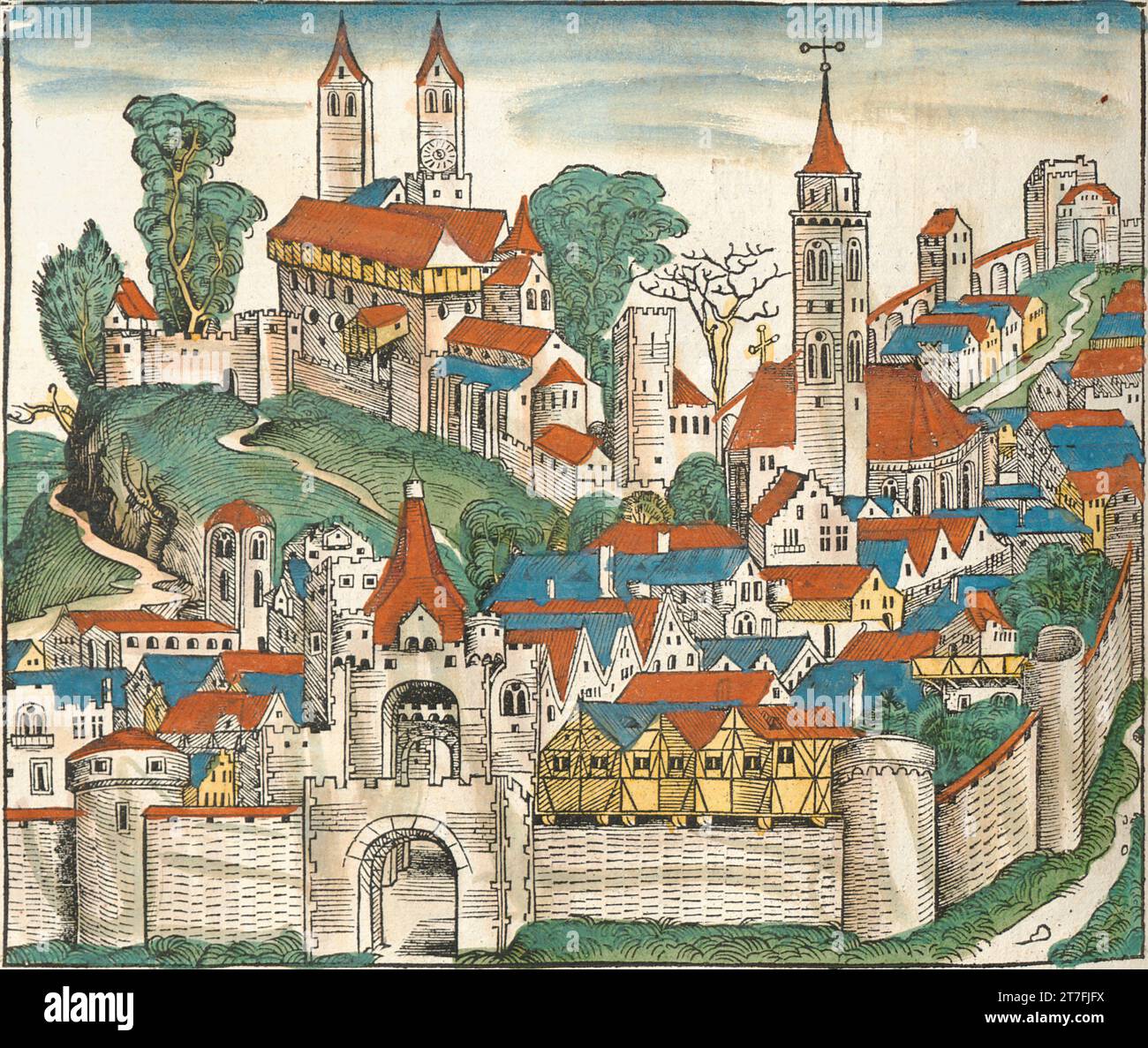 Représentation de Damas, Sultanat de Mamaluk - Illustration de la chronique de Nuremberg, 1493. Illustré par Wilhelm Pleydenwurff et Michael Wolgemut Banque D'Images
