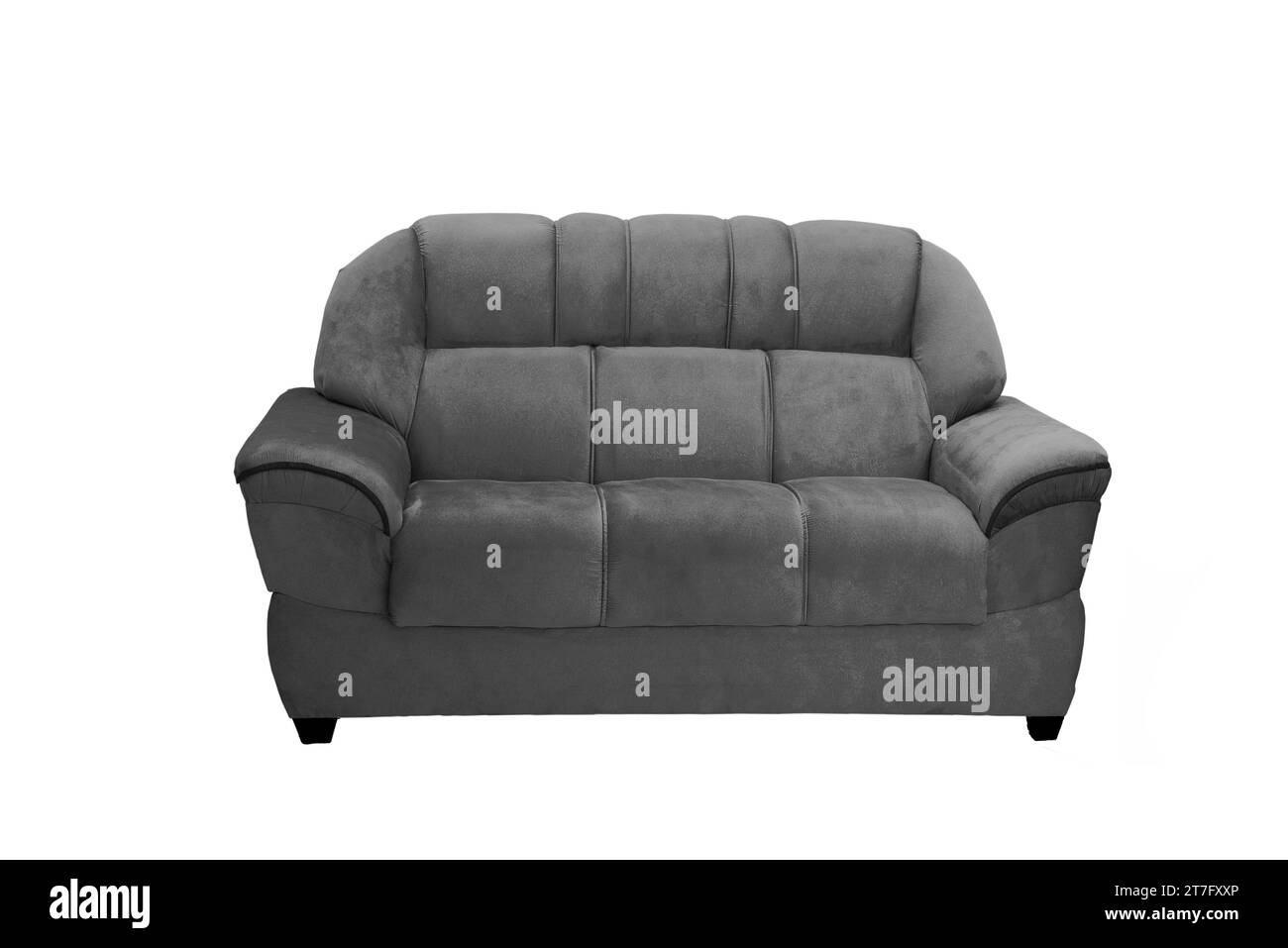 canapé, chaise longue et douce confortable isolé sur fond blanc. Moderne élégant Carriage Stitch Buttons canapé avec jambes élégant intérieur objet Furn Banque D'Images