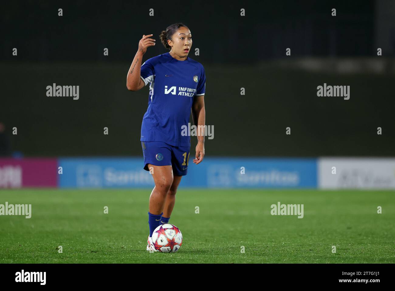 Sam Kerr de Chelsea lors du match du groupe D de la Ligue des champions féminine de l'UEFA à l'Estadio Alfredo Di Stefano à Madrid, Espagne. Date de la photo : mercredi 15 novembre 2023. Banque D'Images